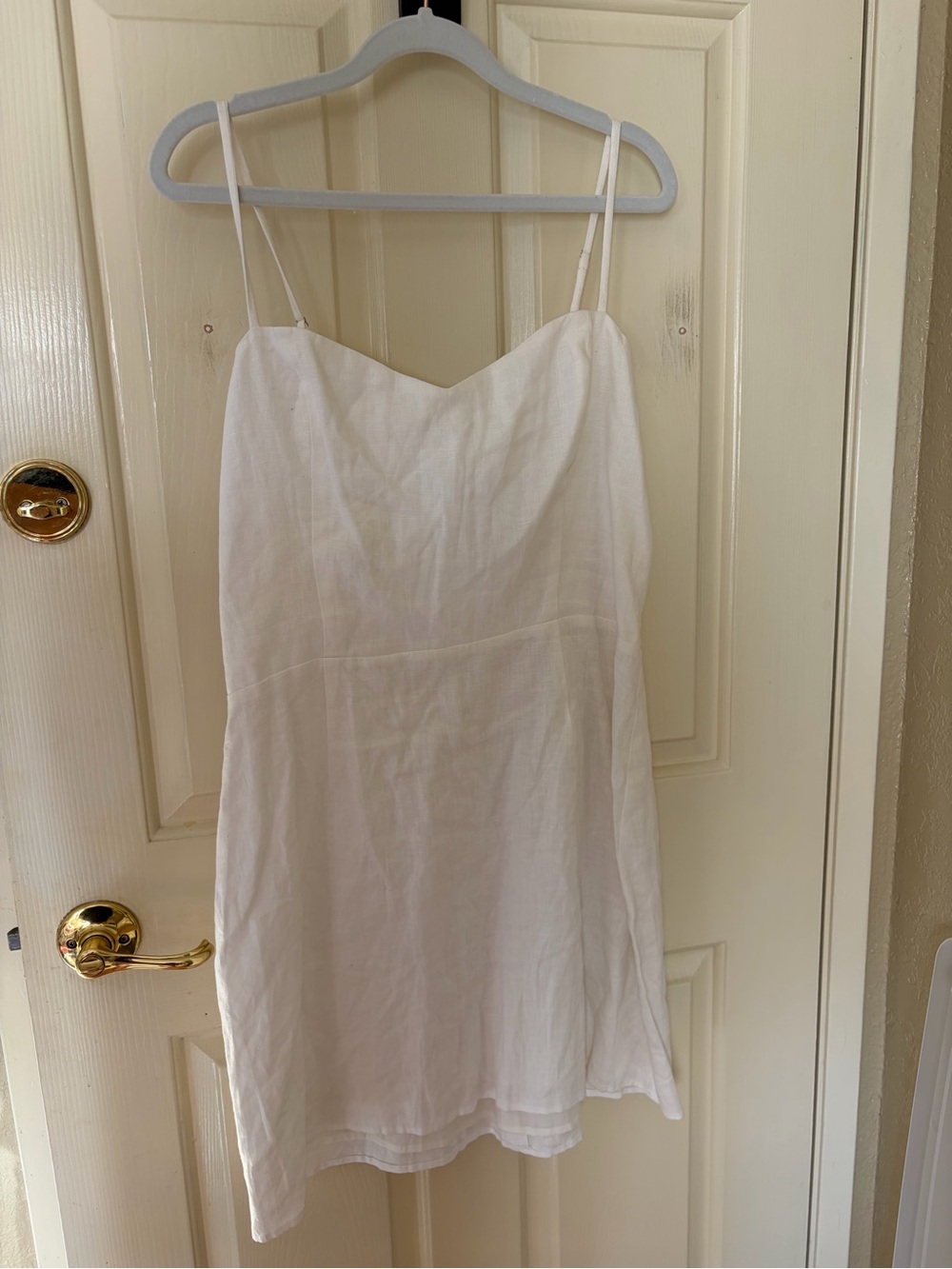 Reformation White linen Spaghetti-Strap dress